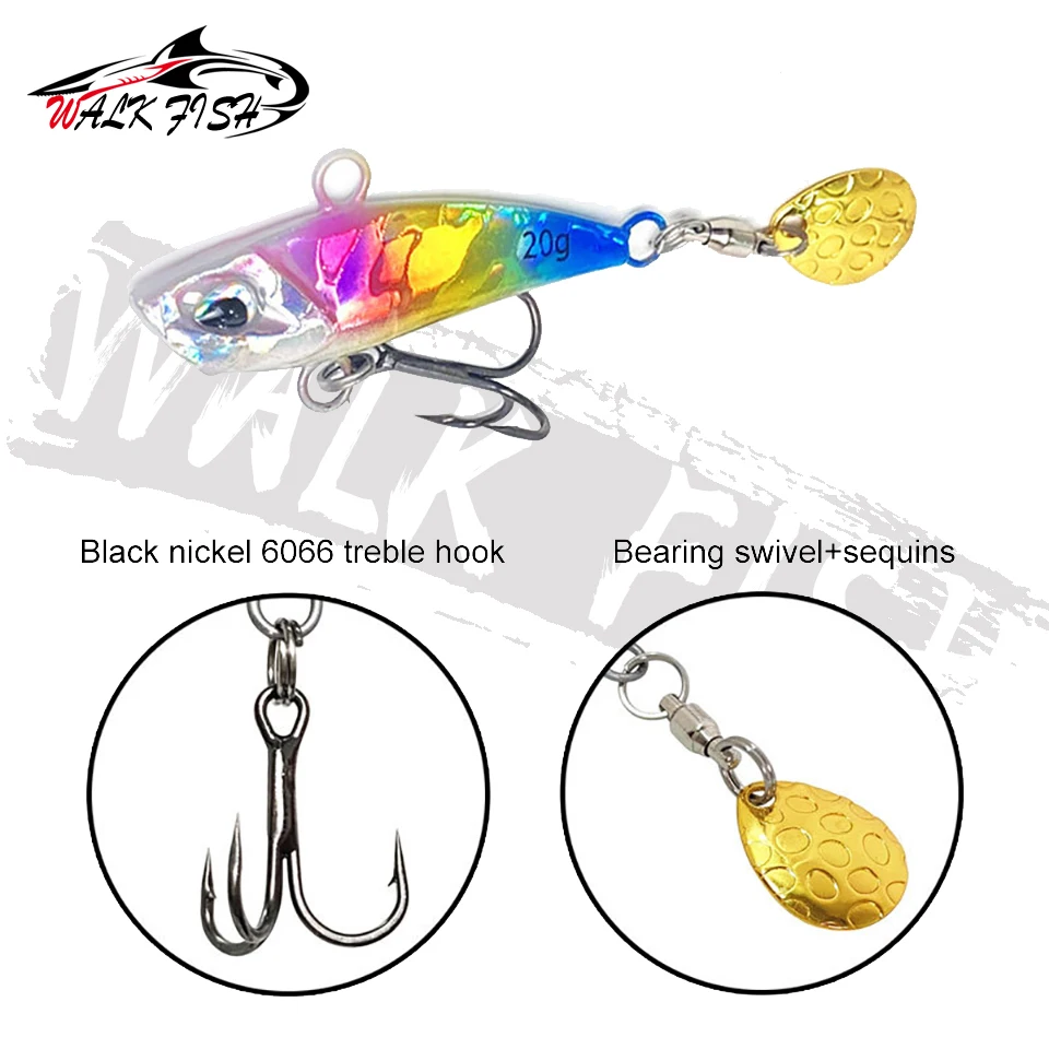 WALK FISH New Metal Mini VIB With Spoon Fishing Lure 7g 10g 15g 20g Crankbait Vibration Spinner Sinking Bait Fishing Tackle