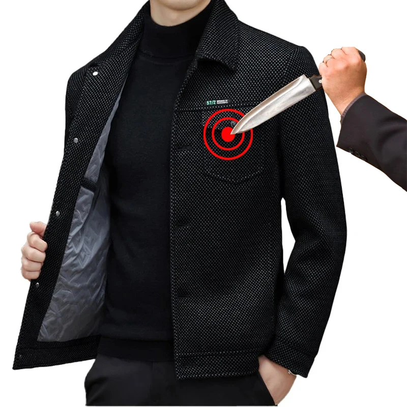Self Defense Stab Proof  Hack Proof  Knitted Jacket Anti Hacker Flexible Invisible Casual Collar Top  Men Plus Size Jacket