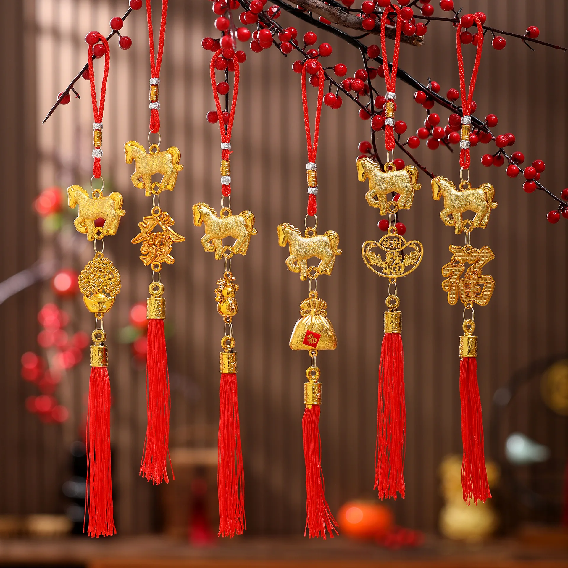 2026 Year of the  Miniature Landscape Ornament Plastic Waterproof Golden Color Zodiac  Indoor Outdoor Decoration