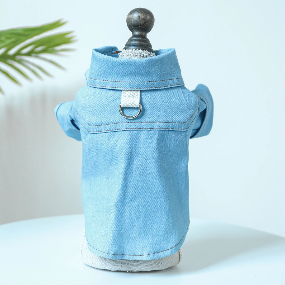 1PC Pet Apparel Dog Spring and Autumn Blue Denim Handsome Casual Shirt Coat With Drawstring Buckle For Small Medium Dogs