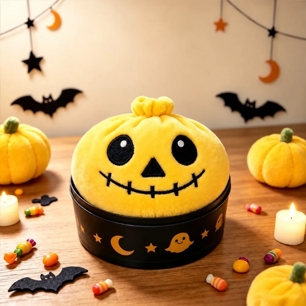New Halloween Dumpling Squeeze Toys Pumpkin with Tray Doll Sensory Toy Cartoon Soft Pinching Stress Relief