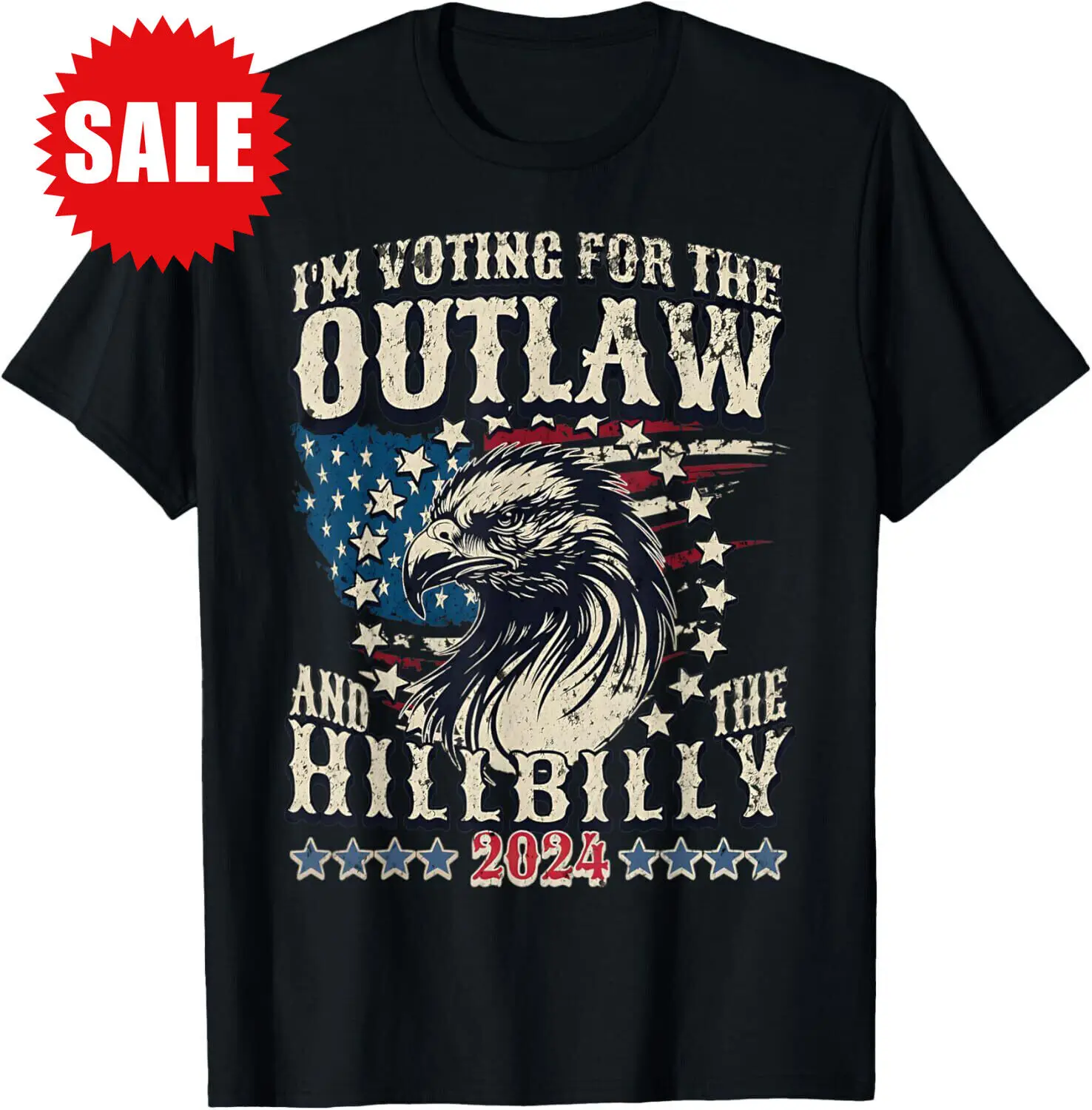 I'm Voting For the Outlaw and Hillbilly 2024 US Flag T Shirt K47578