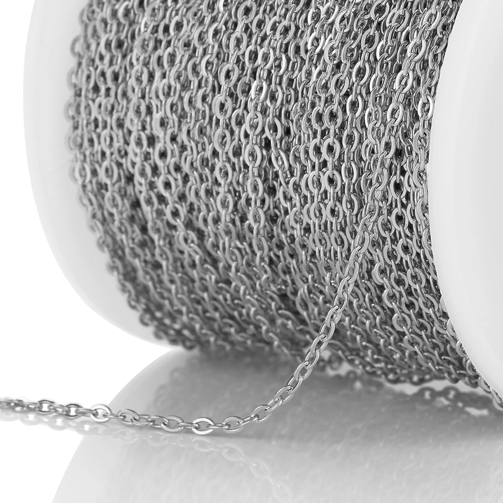 وعاء من الستانليس ستيل الأسود 1.5 مللي متر O شكل سلسلة ربط سلاسل لصنع المجوهرات 2 متر النتائج عقد دي اي واي سوار سلسلة اليدوية
