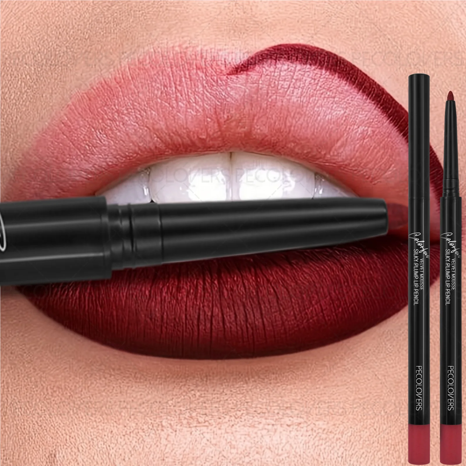 1pc Waterproof Lip Liner Pencil for Women, Matte Lipstick for Beginners, Matte Velvet Lip Pencil in Rosewood Color