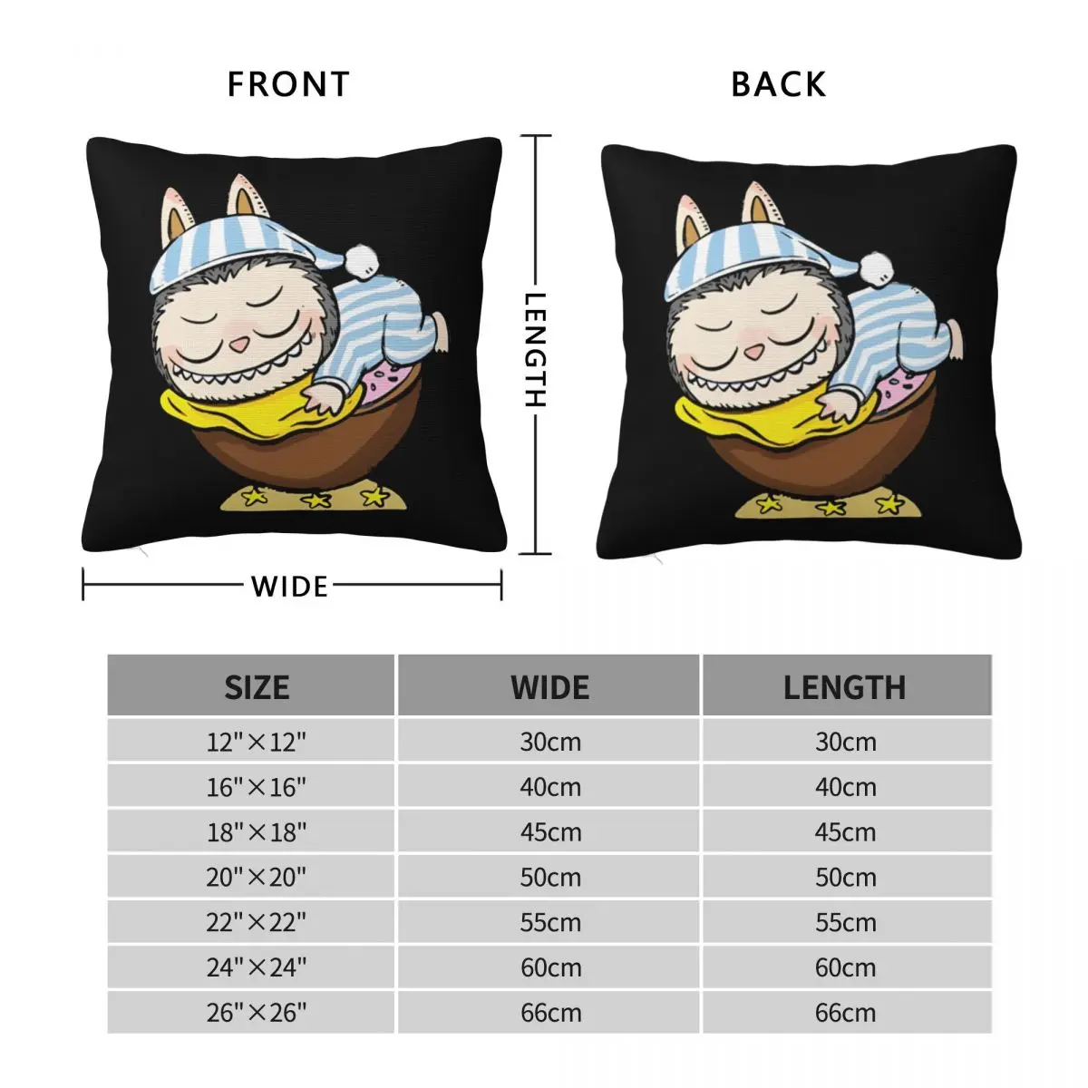 Labubu Square Pillowcase Pillow Cover Cushion Zip Decorative Comfort Throw Pillow for Home Bedroom