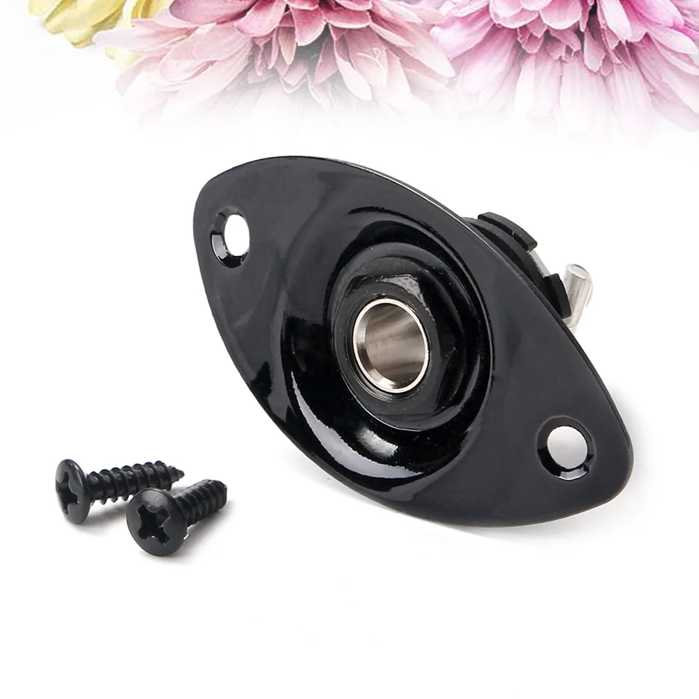 Electric Guitar Jack Pickup Bass Air Trs Socket Plate Curved Outlet with Mounting Plug Jacks