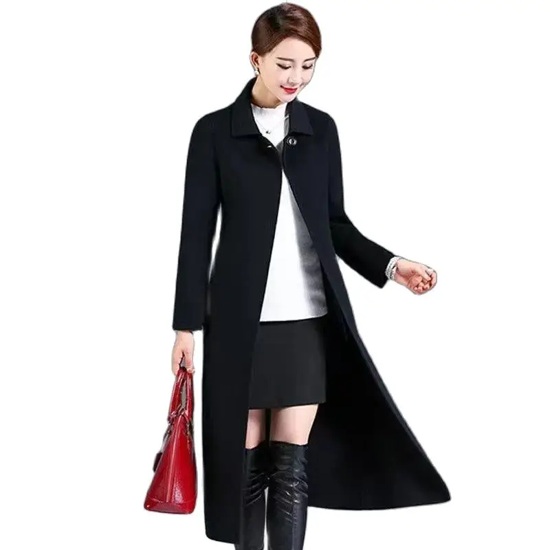 

[Lined] Woolen Coat Women's Autumn Winter Coat Medium Long 2023 New Korean Version Loose Woolen Windbreaker Ladies Jacket