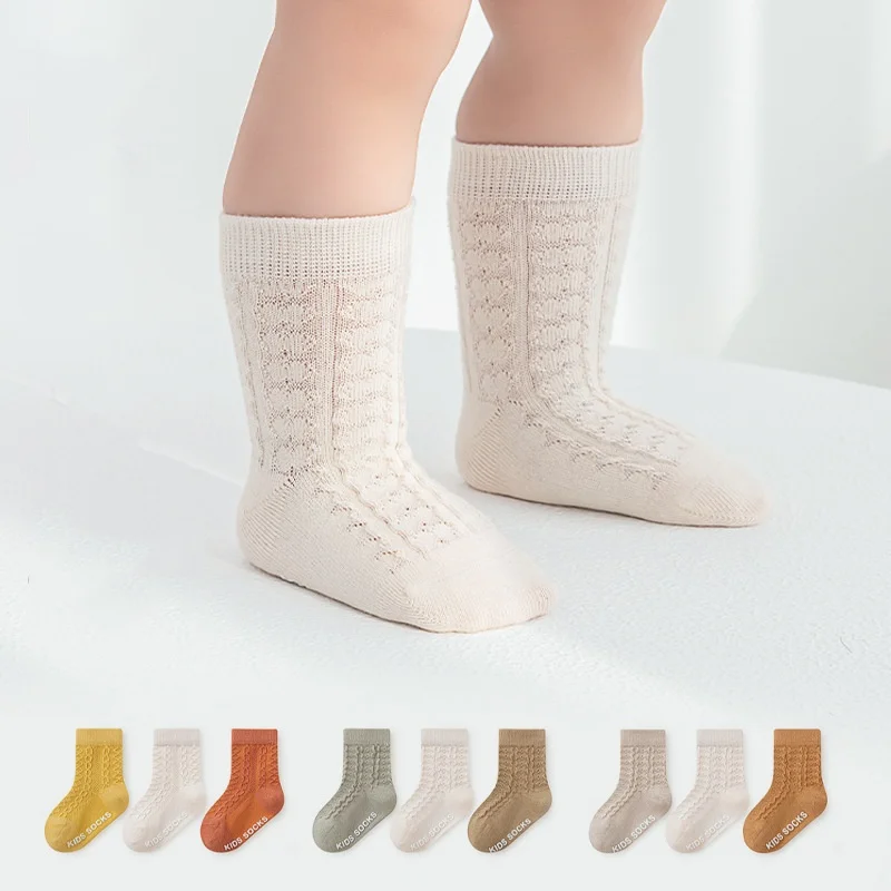 0-5Years 3Pairs/lot Newborn Girls Boys  Spring Summer Thin Cotton Mesh Non-slip Floor Socks