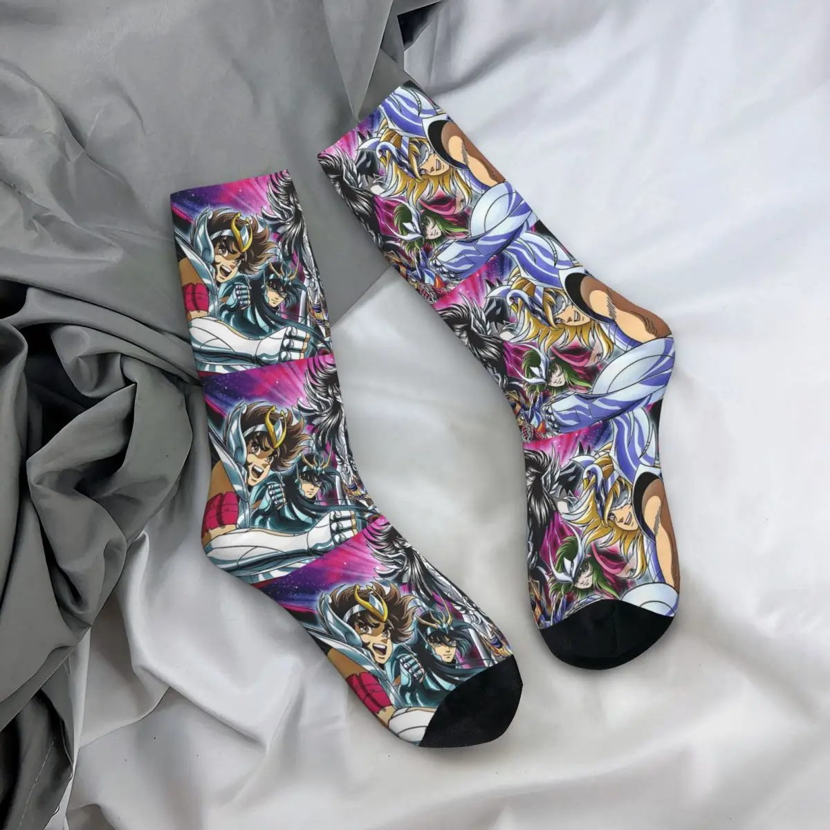 

All Seasons Crew Stockings Saint Seiya Knights Of The Zodiac Socks Casual Long Socks Accessories for Men Women Christmas Gifts