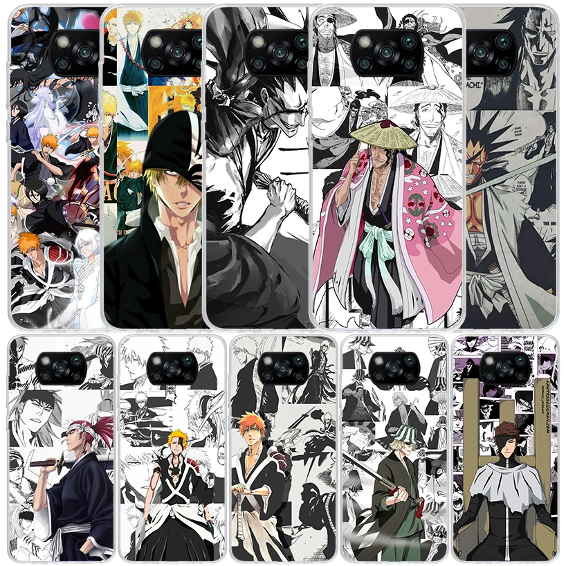 Ichigo Kenpachi Bleach Anime Phone Case For Xiaomi Poco X6 X5 X4 X3 Nfc F6 F5 Pro F4 Gt F3 F2 F1 M5S M4 M3 M2 Soft TPU Back Cove