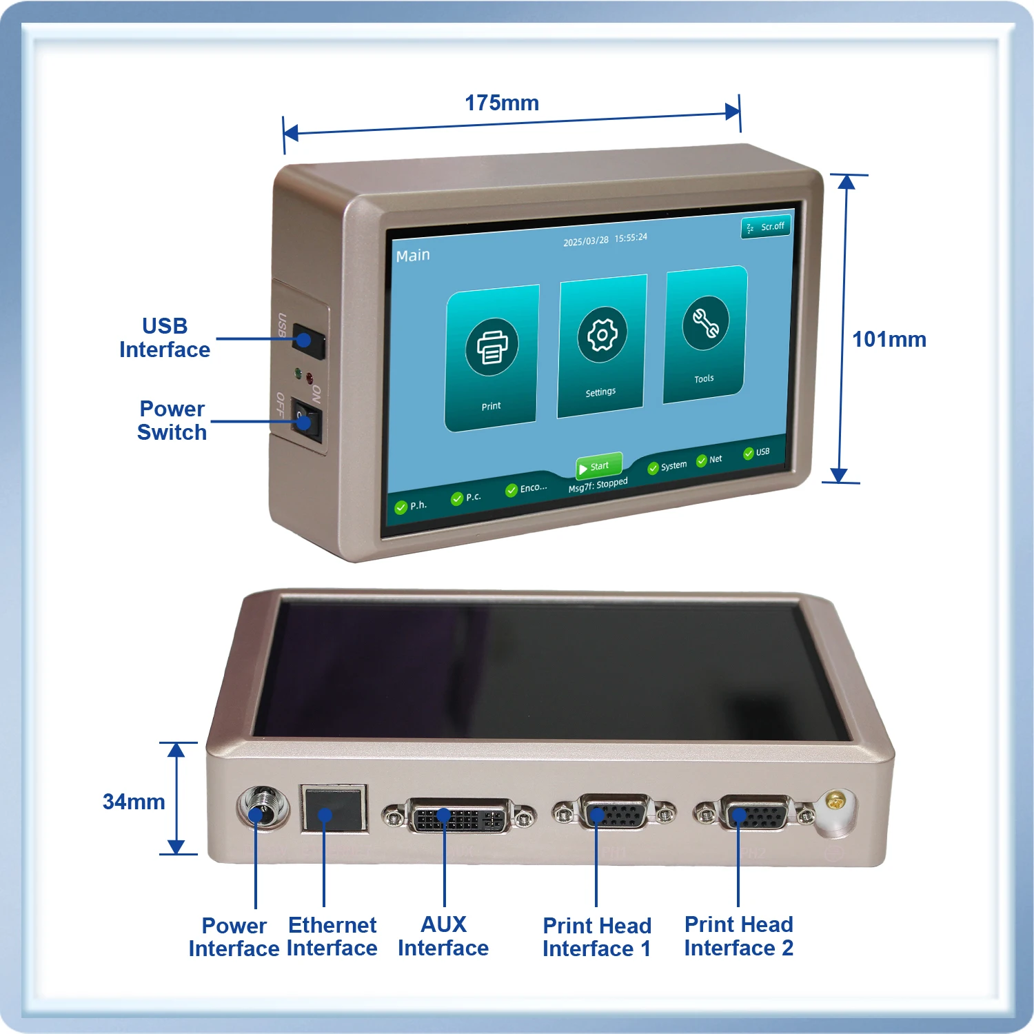 DCODE PRX1000 Stampante termica a getto d'inchiostro Schermo capacitivo da 6,5 pollici Stampante a getto d'inchiostro online Data di scadenza Testo Codice a barre Numero di lotto Coder