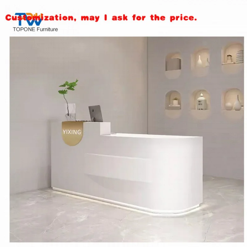 

custom.Modern Company Cash Register Clothing Store Beauty Salon Reception Counter Front Desk with Lights