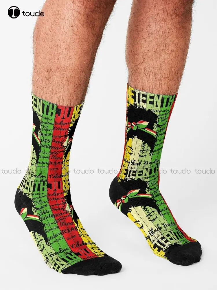 Black Women Messy Bun Juneteenth Celebrate Independence Day Socks Socks Men 360° Digital Printing Custom Gift Streetwear