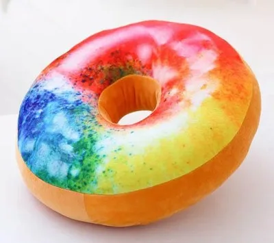 38cm 3D Donut Kussen Schattig Pluche Rond Taart Kussen Sofa Zitkussen Kantoor Napmat Beste Verjaardagscadeau voor Kinderen Huisdecoratie