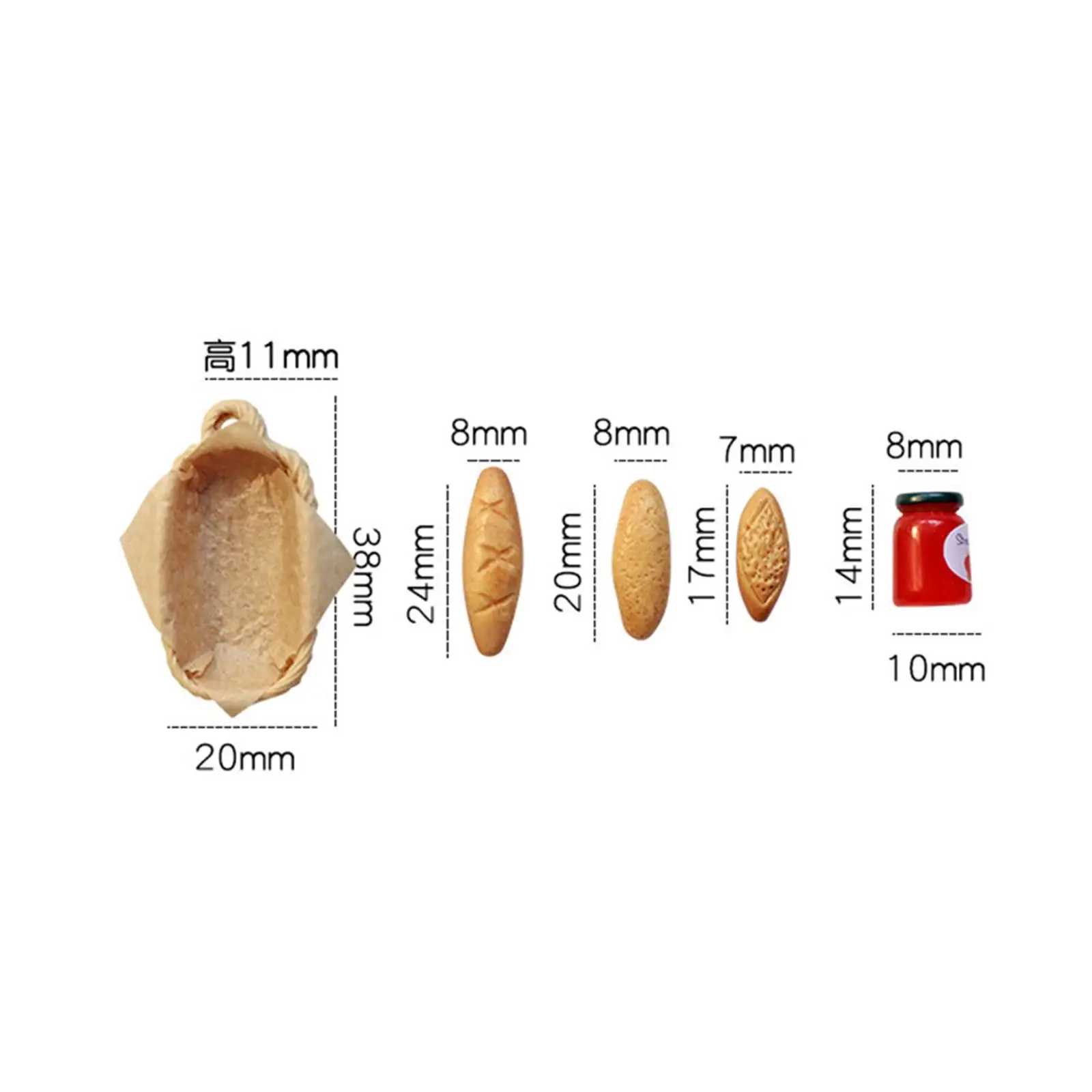 1:12 ملحقات مطبخ بيت الدمى المصغر في سلة الخبز