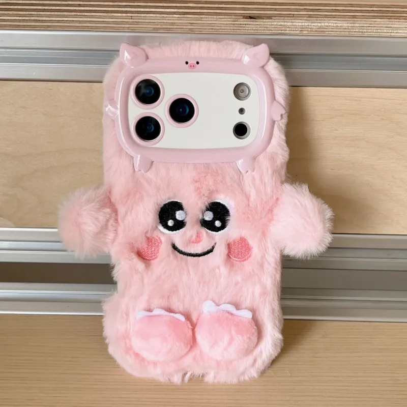 귀여운 만화 재미있는 잠자는 표정 아이폰 17 16 15 14 13 프로 맥스용 플러시 소프트 보호 케이스