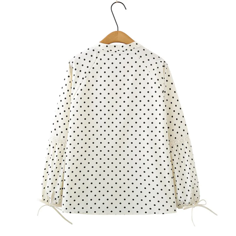 Women Plus Size Polka Dot Long Sleeve Shirt 2026 Spring V-Neck Lace Up Elegant Blouse Curvy Ladies Casual Top 780 view 6