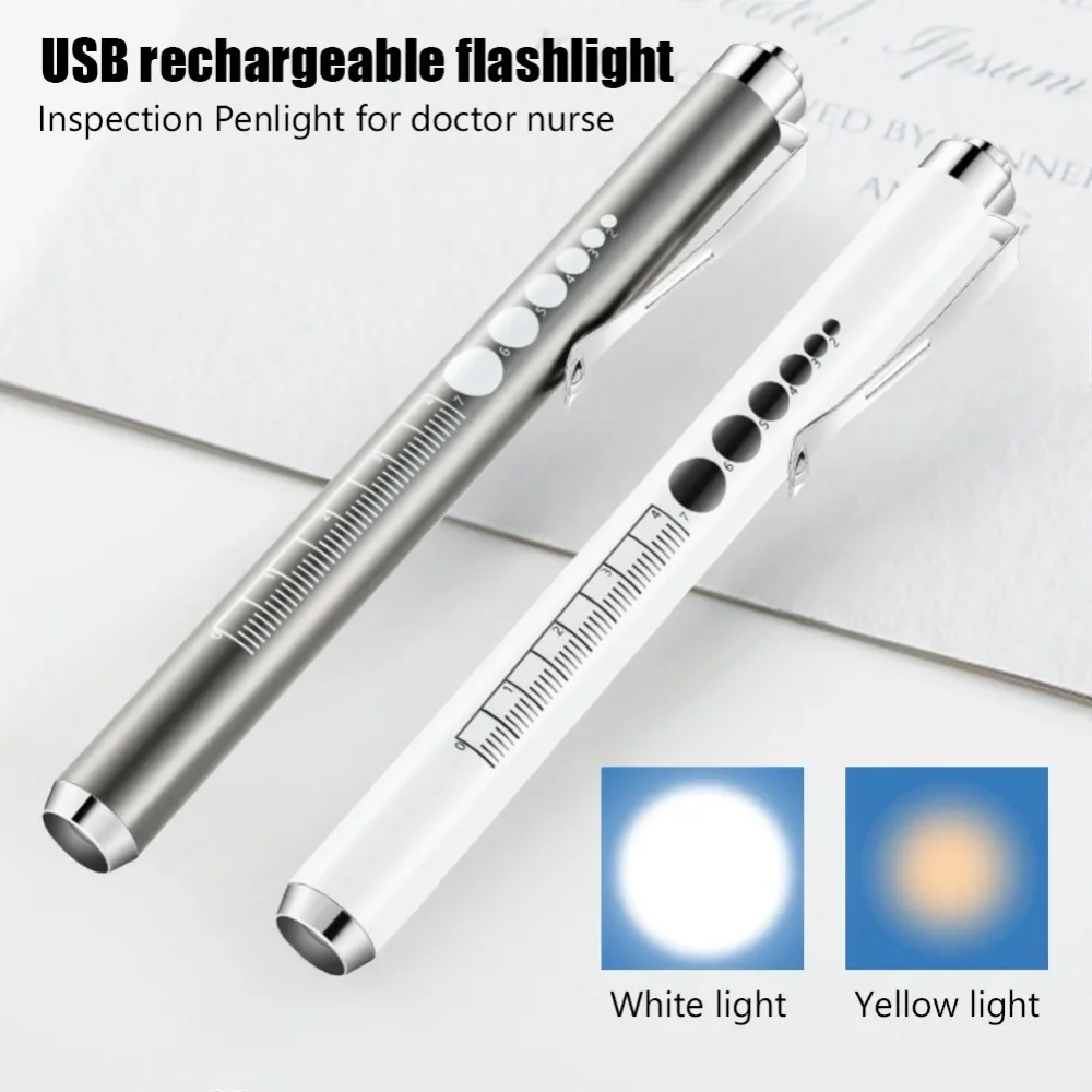 Mini Portable Medical Handheld LED Pen Flashlight USB Rechargeable Dental Nurse Torch Lamp for Doctor Nurse Diagnosis
