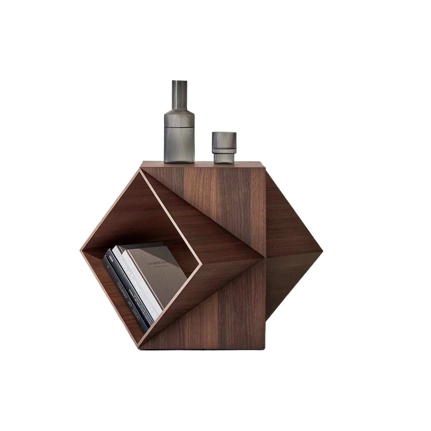 

Living room polyhedron corner few North American black walnut art sofa side few solid wood simple mobile coffee table