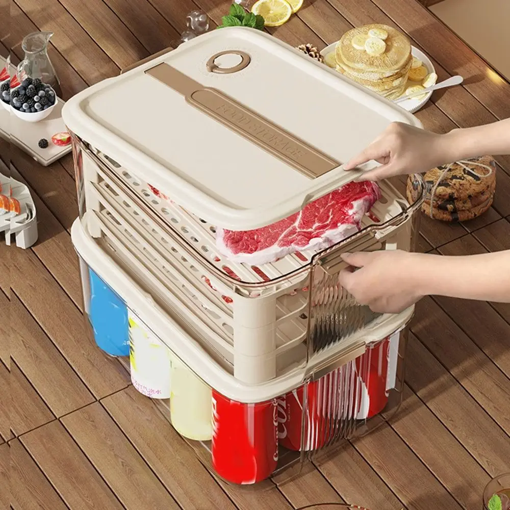 

Plastic Vegetable Fruit Storage Box Fresh-keeping Handheld Meat Freezing Box Large Capacity Sealed Refrigerator Storage Box