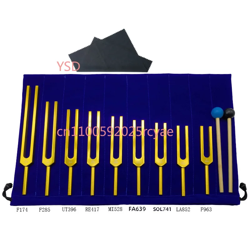 

Набор из 9 золотых алюминиевых камертонов, аксессуары для музыкальных инструментов.