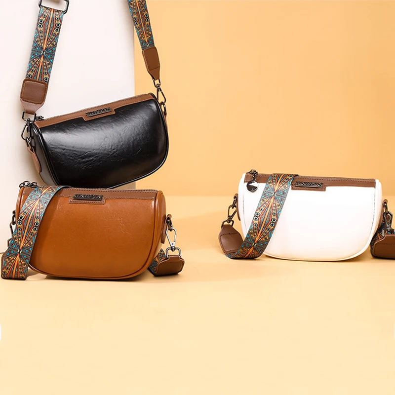 Moda mała skóra PU torba siodło pod pachami dla kobiet w stylu Vintage designerska torba na ramię Crossbody torebka i torebki z szerokim paskiem