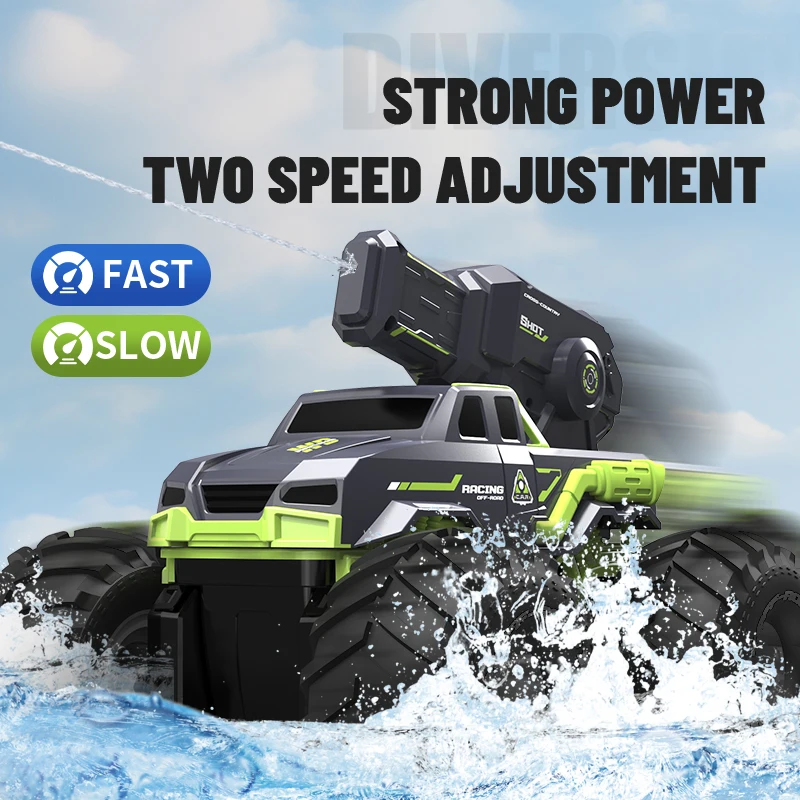 DWI DOWELLIN 2.4G water shooting remote control amphibious vehicle remote control waterproof stunt car toy children\'s gift