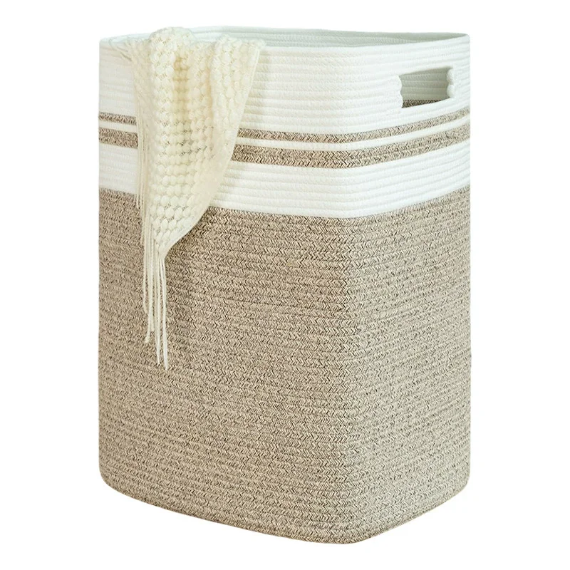 

Супер большая корзина для одеял из хлопчатобумажной веревки объемом 75 л, прямоугольные тканые корзины 16 x 13 x 22 дюймов для хранения