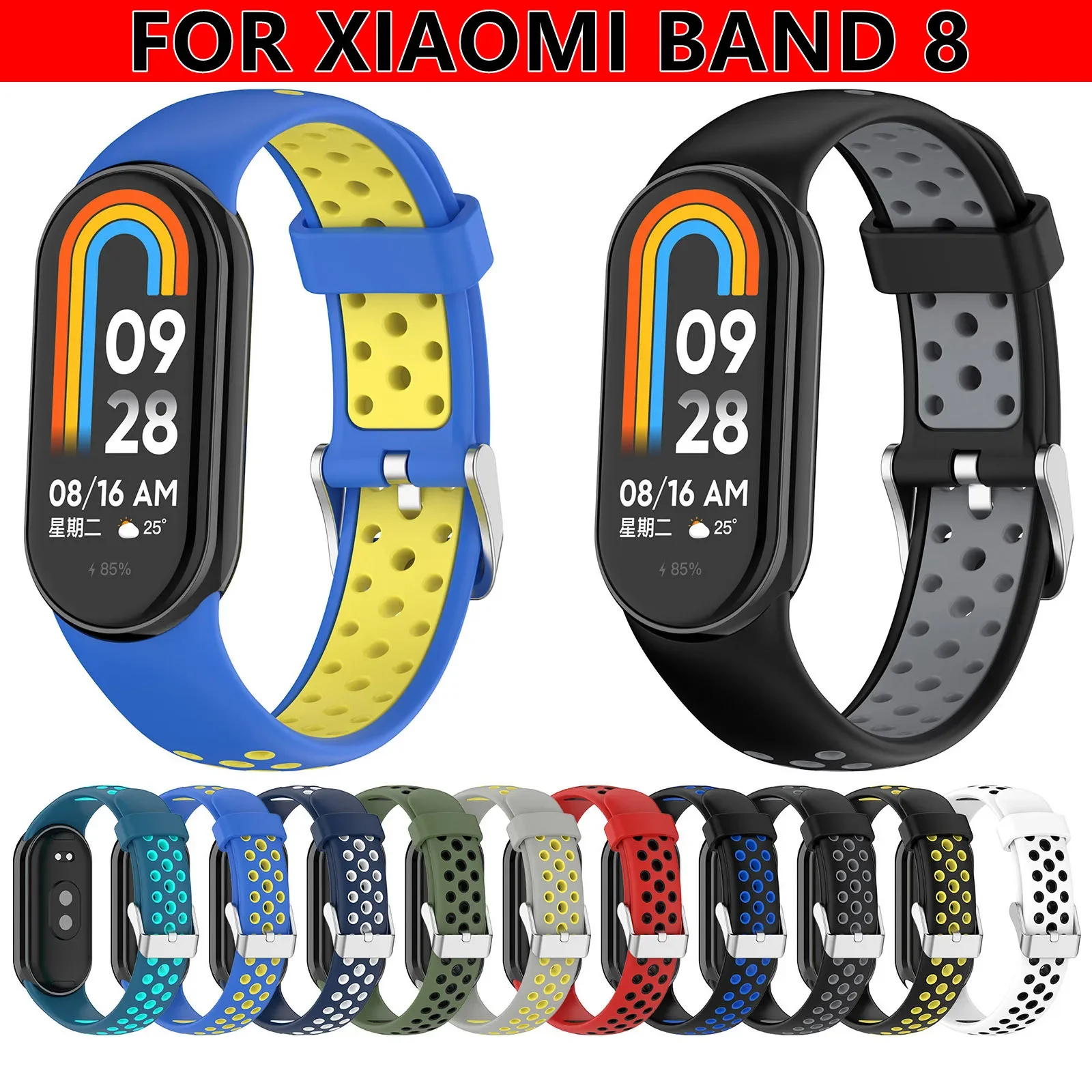 Soft Silicone Strap for Xiaomi Mi Band 8 9 10 Bracelet Breathable Sport Wristband Belt for MiBand 8 NFC Replacement Watchband