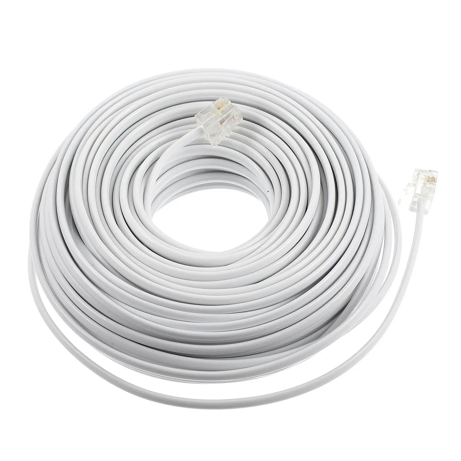 Phone Telephone Line Connecting Extension Cable Cord White Landline Wire 4-core