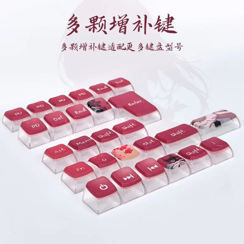 131 キー半透明キーキャップサクラレイブンプリンマキマアニメキーキャップ CBSA PC キーキャップメカニカルキーボードキャップ 64/68/71/108 用