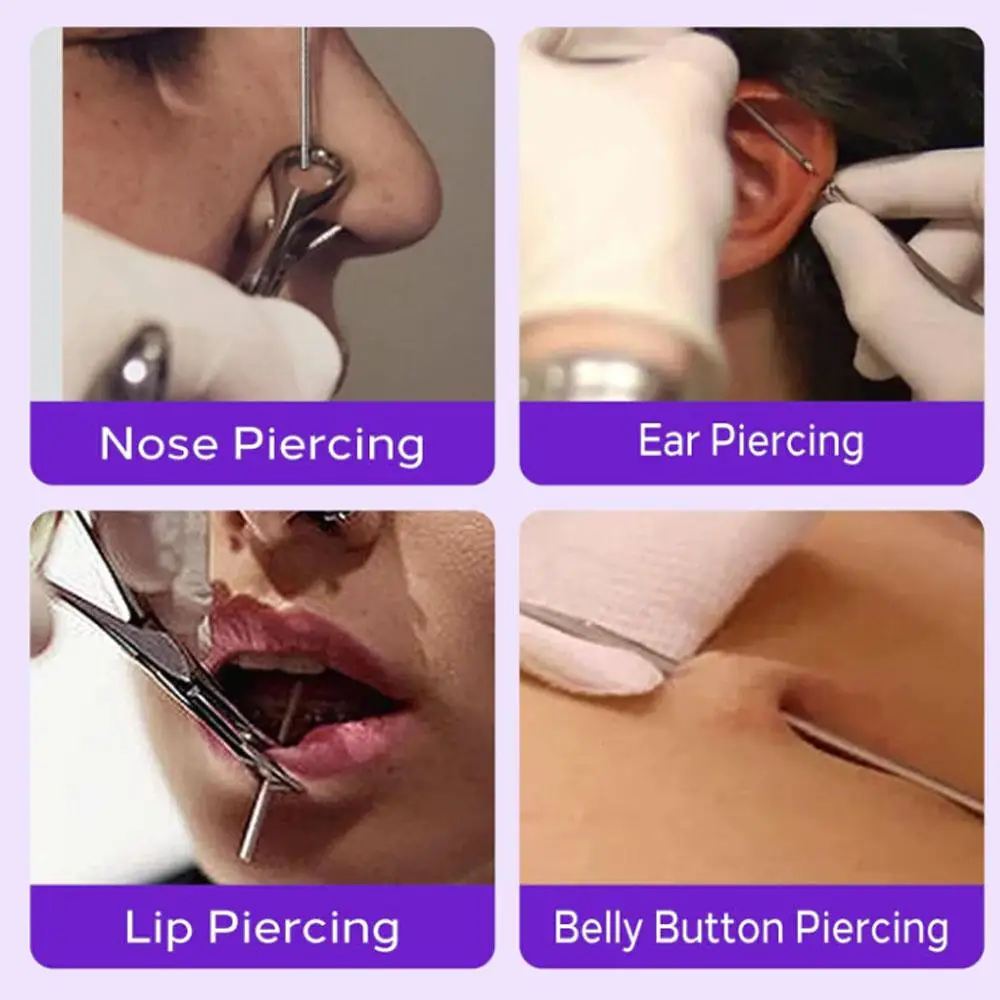 100Pcs Ear Nose Piercing Needle Kit for Body Piercing Hollow Needles for Lip Tongue Belly Navel Nipple Piercing DIY at Home