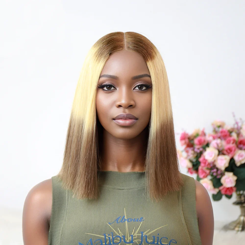 Vietnamese Human Hair 2x6 Lace Closure Wigs Colored Straight Bob Wig Human Hair Super Double Drawn Short Straight Wig for Women