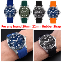 For Men Rolex Water Ghost Seiko Citizen Tissot 20mm 22mm Men Curved End Silicone Rubber Arc Watch Strap Universal Wristband Belt