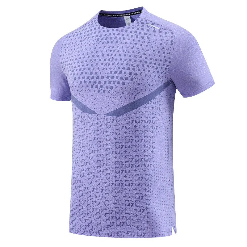 Print Gym Shirts Fashion Running Casual Outdoor Jogging Breathable Workout Short Sleeves Nylon Quick Dry Training New Tee