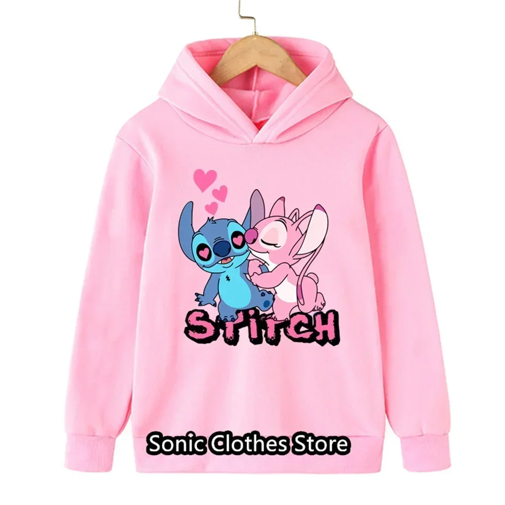 90s Y2k Anime Disney Stitch Hoodie Girls Children Cartoon Clothes Kid Boys Lilo Stitch Sweatshirt Manga Hoody Baby Casual Top