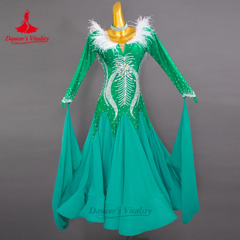 Modern Dance Dress for Women Long Sleeves Rumba Ballroom Waltz Performance  Competiton Clothing Skirt Social Dancing Dresses - AliExpress 200000532