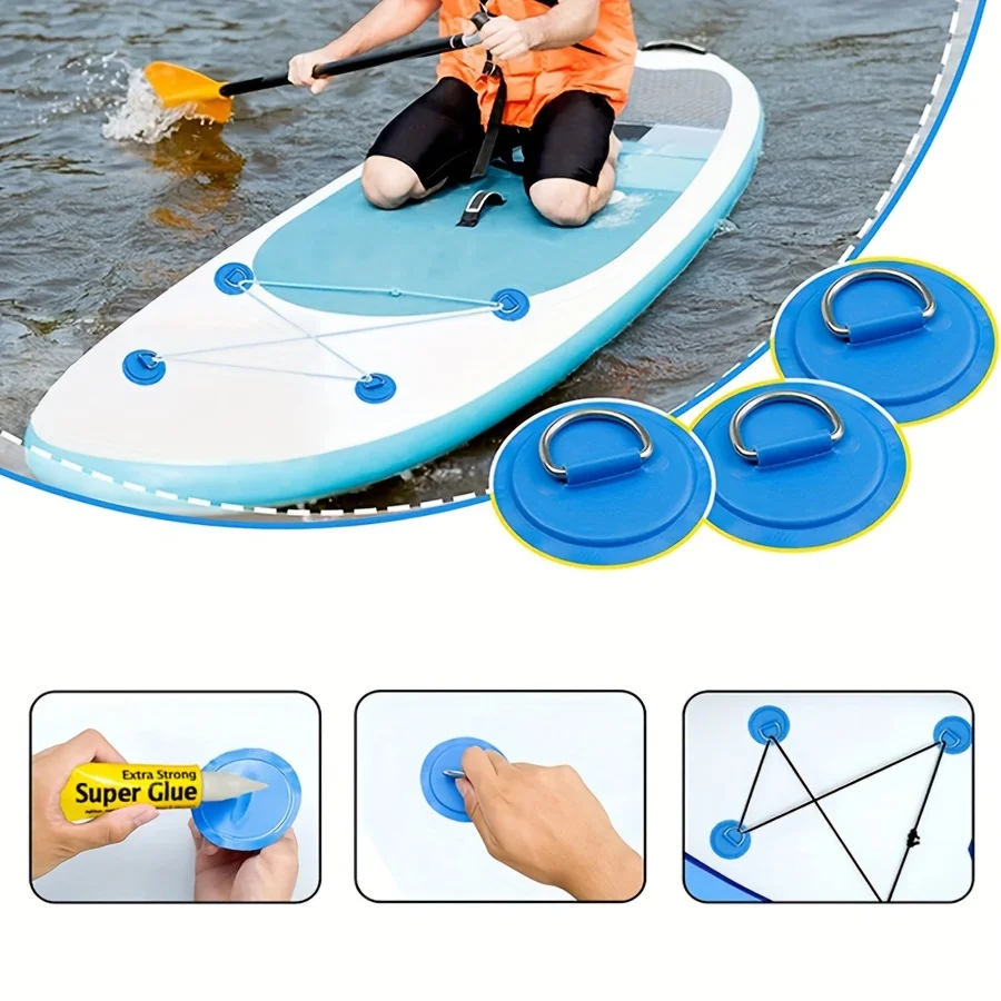 Image of 1/4Pcs Surfbrett Beiboot Boot PVC Patch PVC D Ringe Patch Deck Rigging Sup Board Runde Ring Pad Kajakfahren boot Surfen Zubehör