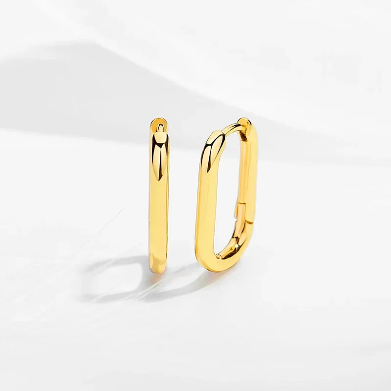 ต่างหูห่วงเงินแท้ 925 ทรงเรขาคณิต ขนาดใหญ่เล็ก สำหรับผู้หญิงผู้ชาย แบบโซ่ วงกลม ต่างหูแบบ Huggie เครื่องประดับสไตล์เกาหลี