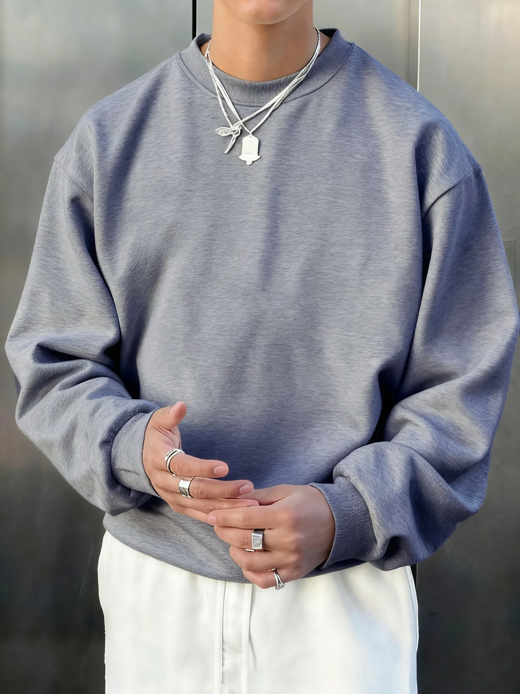 Herren-Fleece-Herbst-Top, Street-All-Match-Pullover, bequeme Basics, Sweatshirts, Sport, Freizeit, Sportbekleidung, tägliche weiche Kleidung – Detail 15