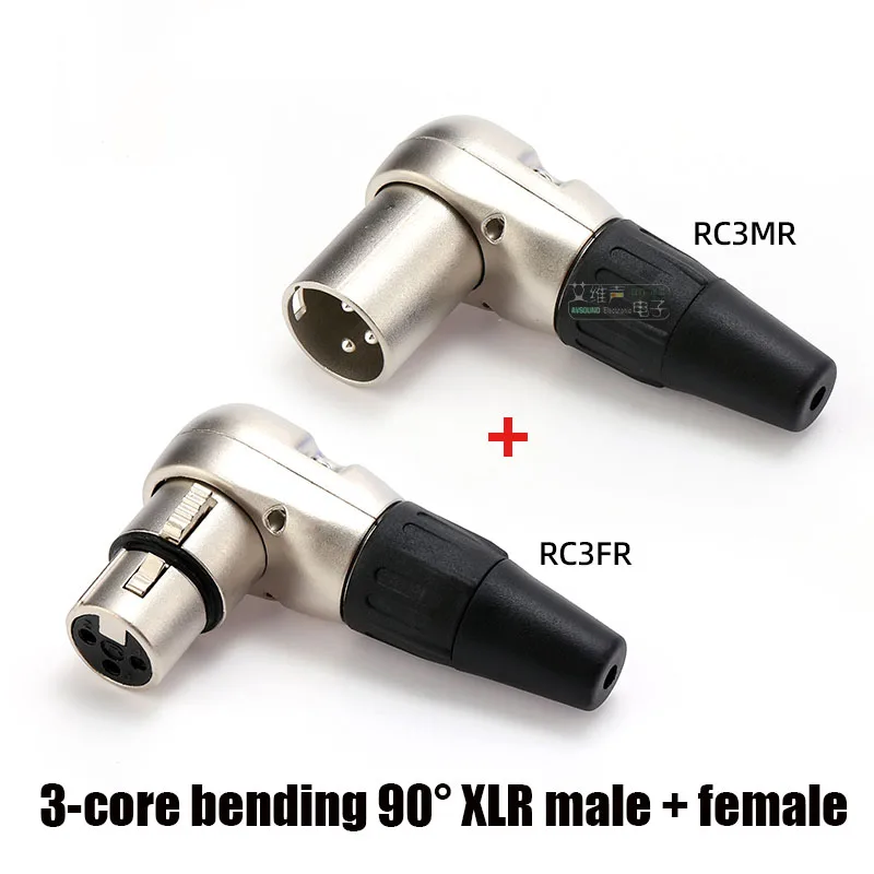 1-30 Pair REAN XLR Plug Connector 3 Pin Male Female Audio Balanced XLR Plug Bend 90 Degrees Microphone Cable Plug