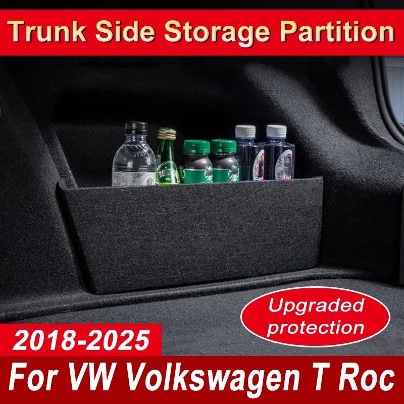 Peças de automóvel para vw para volkswagen t roc 2018 ~ 2024 2025 partição de armazenamento do porta-malas caixa de armazenamento multifuncional divisória lateral do porta-malas do carro