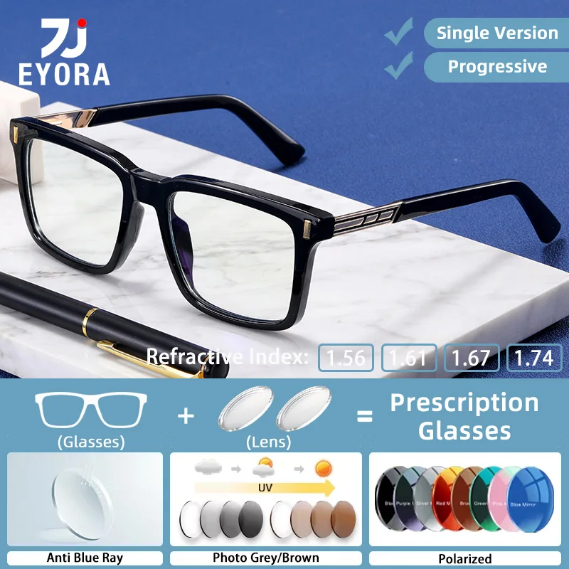 

EYORA Currents TR90 квадратная оправа очки для чтения очки для близорукости дальнозоркость анти-синий свет прогрессивные фотохромные очки линзы