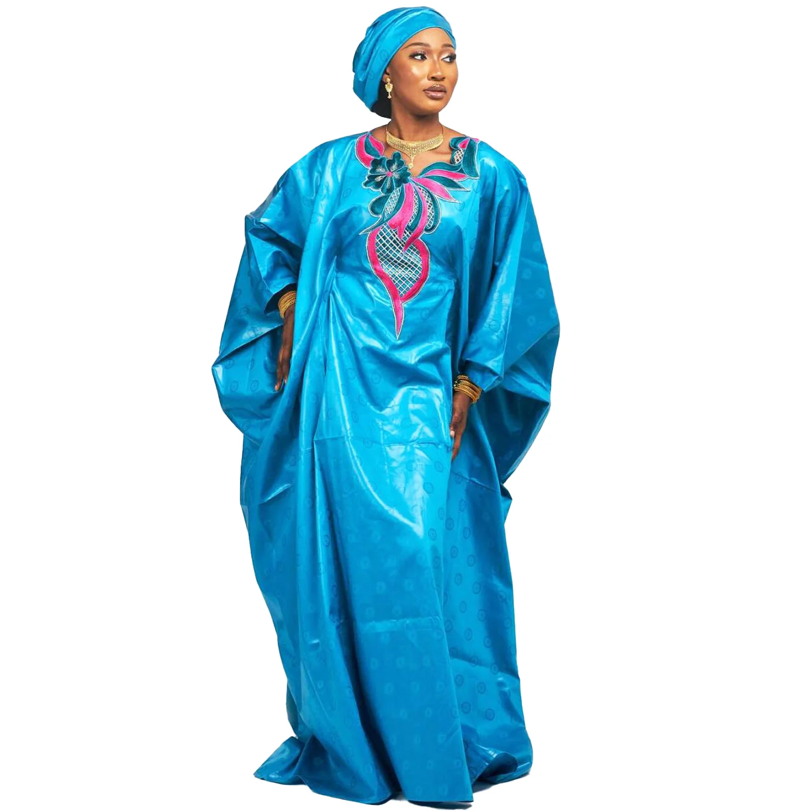 

African Dresses For Women Luxury Boubou Material Rich Embroidery Design