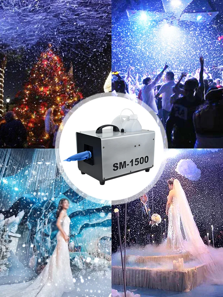 High Quality 1500W Artificial Snow Making Machine DMX Remote Control Snowflake Machine for Wedding Stage