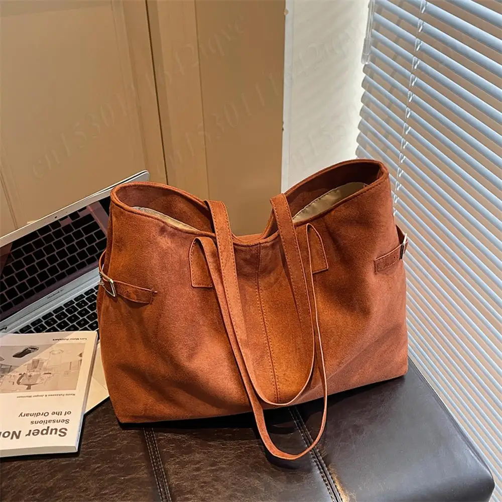 

Autumn Winter Faux Suede Hobo Shoulder Bag Large Capacity Top-Handle Bags Retro Casual Tote Handbag Women Vintage Underarm Pouch