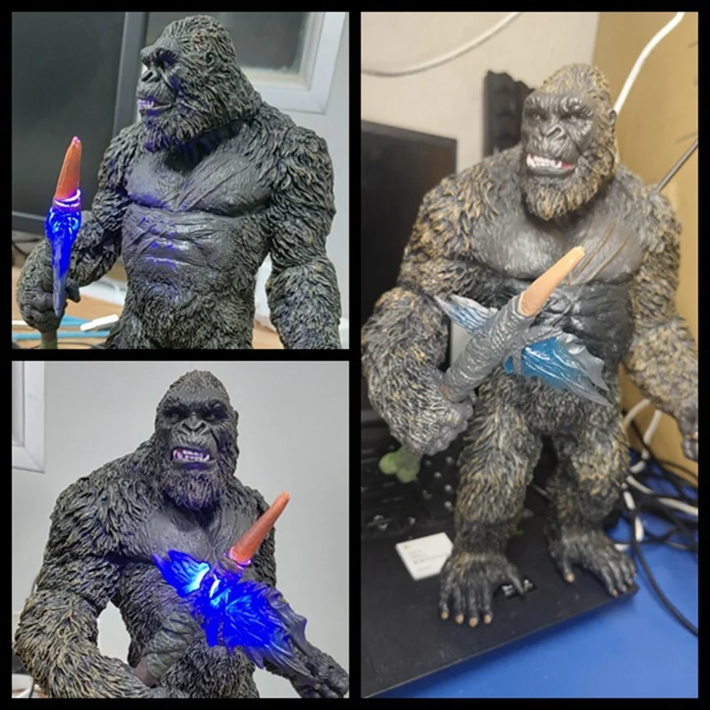 Figurine de Godzilla vs Kong King Kong, Statuette Lumineuse, Hache de Combat