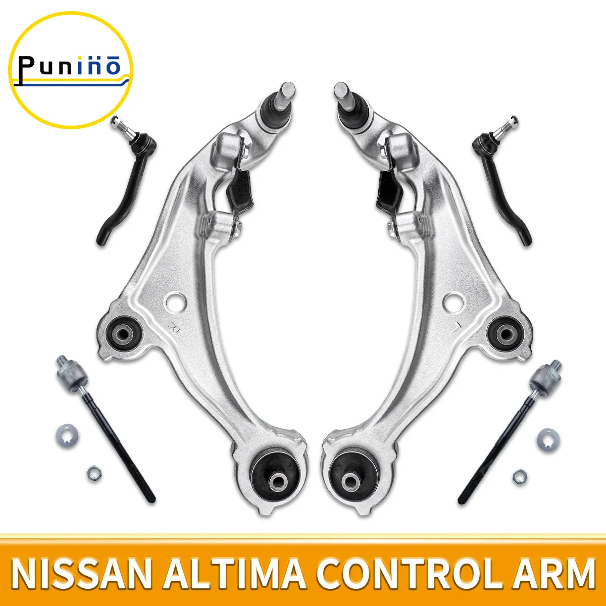 Punino Front Lower Control Arm Inner Outer Tie Rod End 6pcs Suspension Kit for Nissan Altima 2007 2008 2009 2010 2011 - 2013