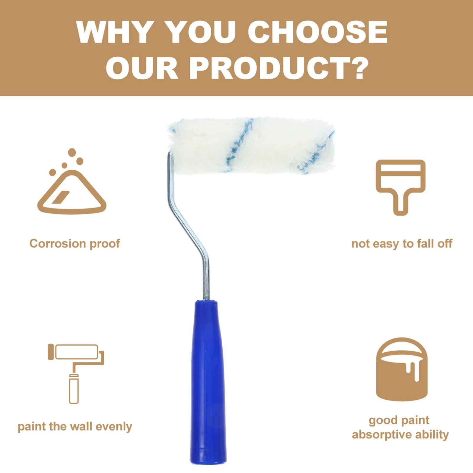 مجموعة واحدة من فرشاة الطلاء الصغيرة لطلاء الجدران وإطار الأسطوانة المحمول ومستلزمات الطلاء البديلة