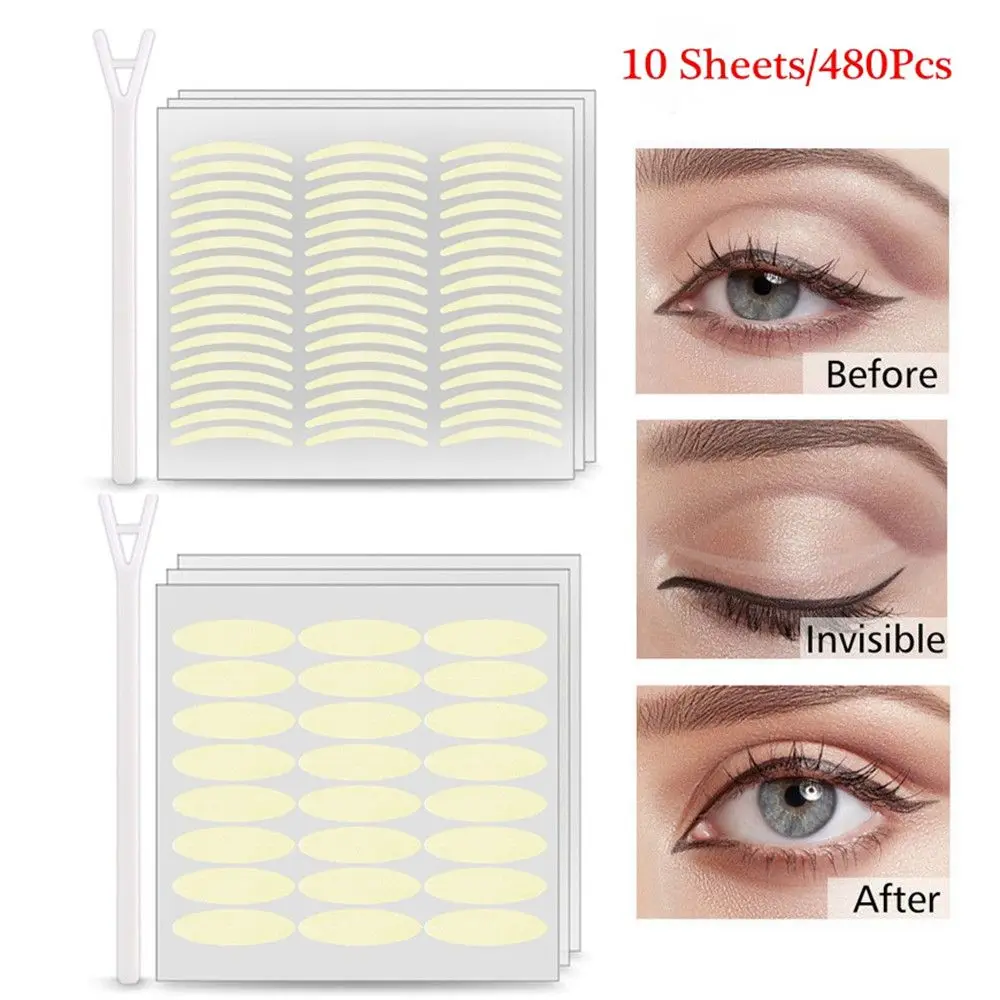 480Pcs Makeup Tool Invisible Breathable Eye Makeup Tape Double Side Eyelid Eyelid Stickers Transparent